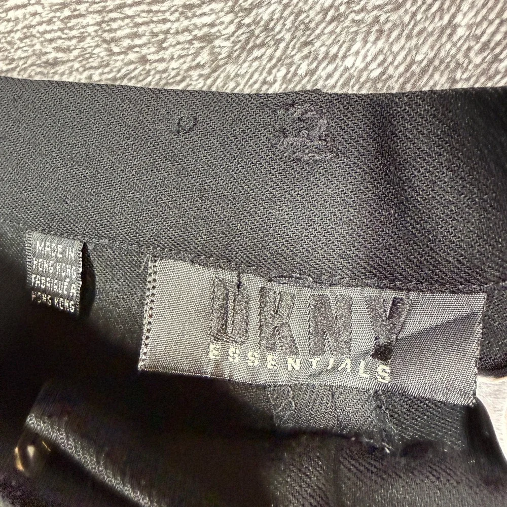DKNY Pants Womens 12 Black 100% Wool Pleated High Rise Straight‎ Leg
